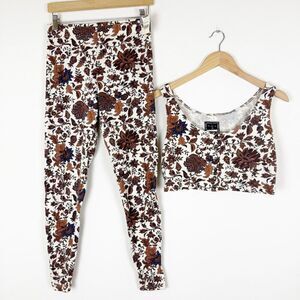 Vintage Floral print pants and crop top matching set